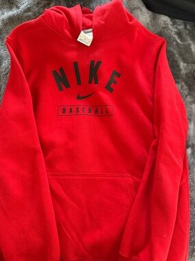 Nike Red Hoodie with Black Logo